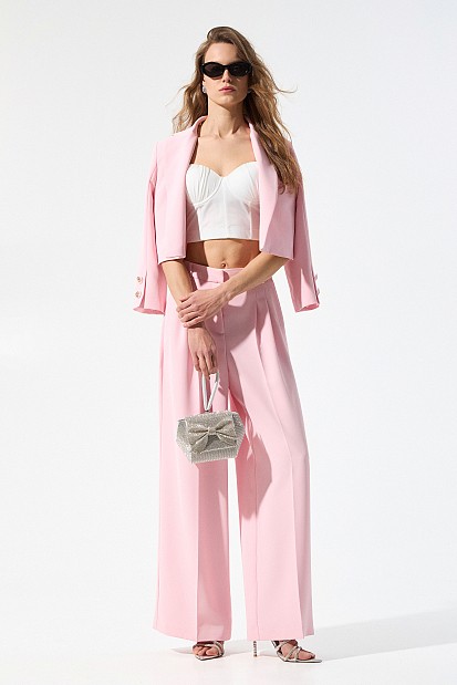 Crepe trousers with pleats