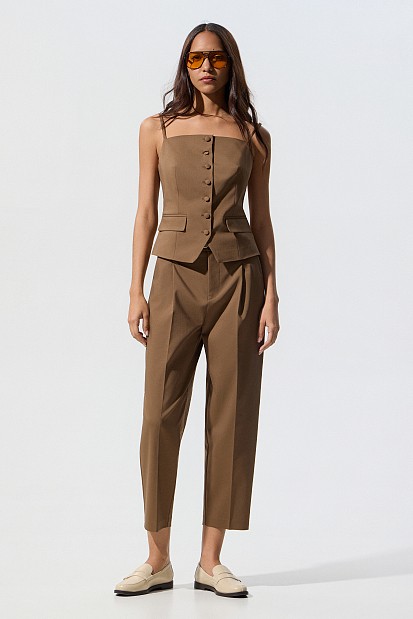 Pantaloni barrel cu curea