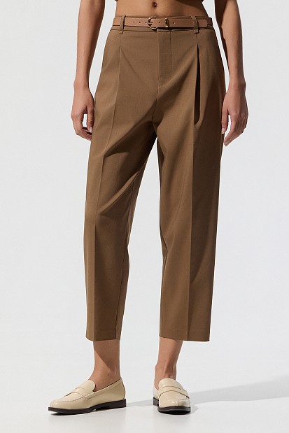Pantaloni barrel cu curea