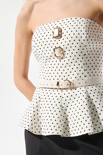Polka dot top with scarf