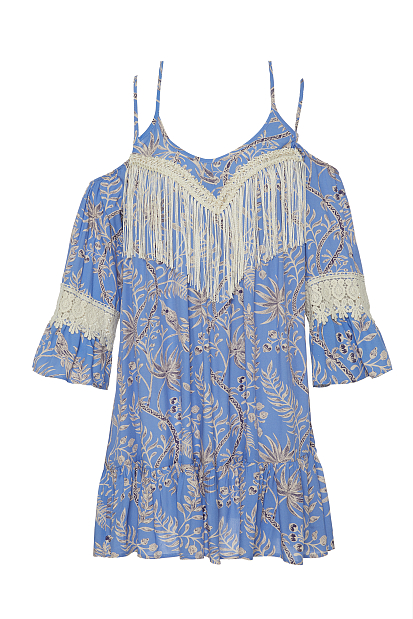 Rochie scurtă cu print și franjuri