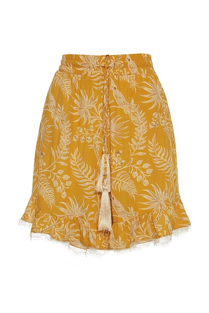 Printed shorts with ruffles