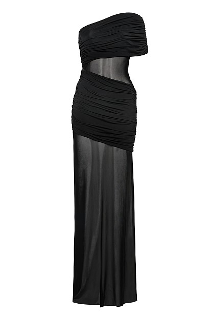Maxi dress with cut out and one shoulder - Gold label