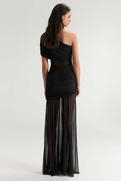Maxi dress with cut out and one shoulder - Gold label