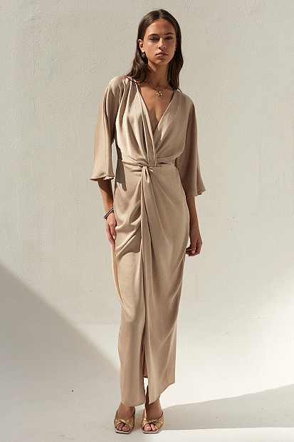 Maxi wrap satin dress - Gold label
