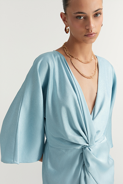 Maxi wrap satin dress - Gold label