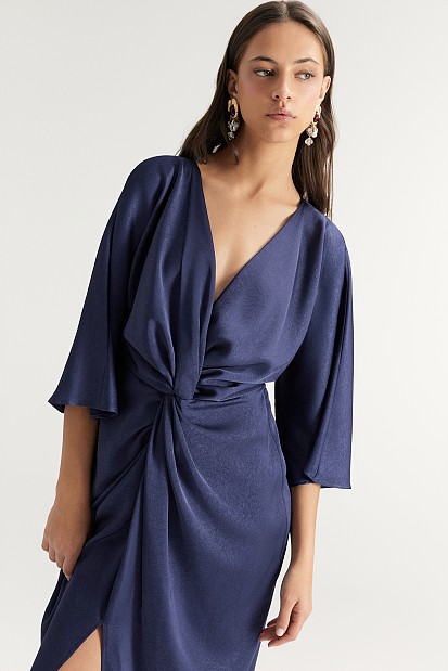 Maxi wrap satin dress - Gold label