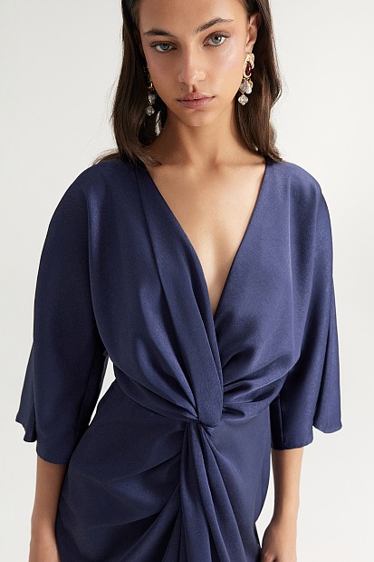 Maxi wrap satin dress - Gold label