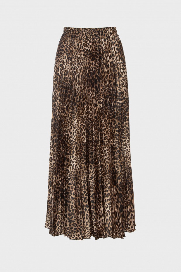 Pleated leopard printed skirt