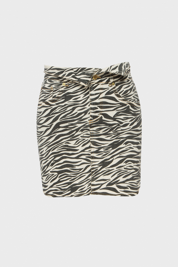 Denim zebra printed skirt