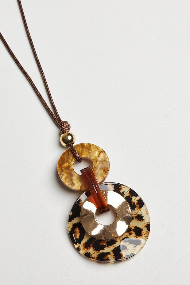 Longline necklace with leopard printed hoop