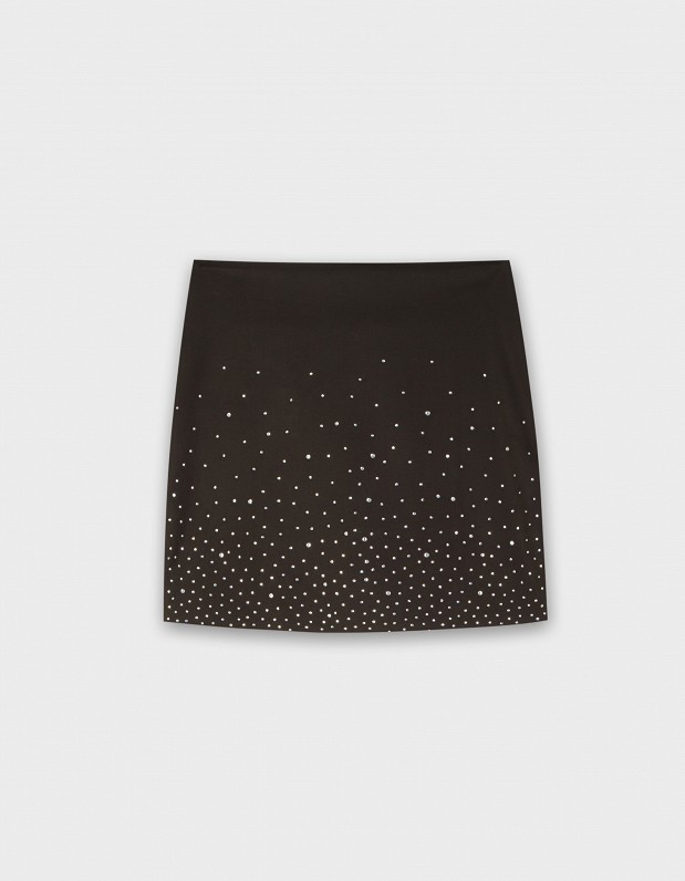 Mini skirt with rhinestones - Gold label