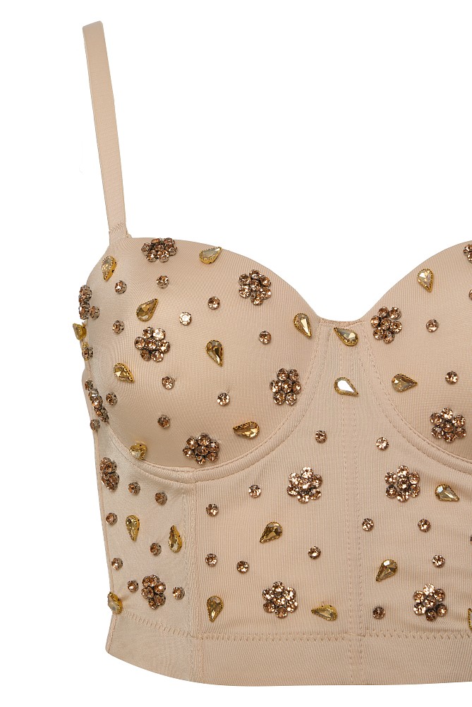Bustier with decorative stones - Gold label