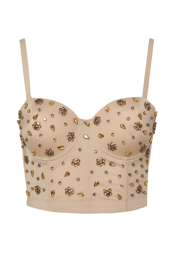 Bustier with decorative stones - Gold label