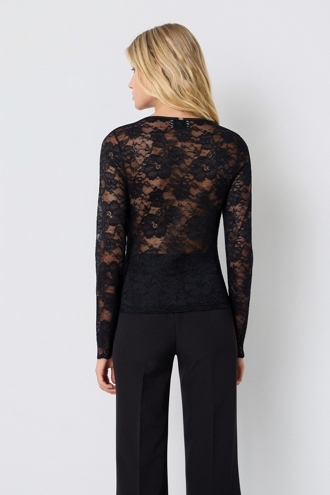 Lace blouse with V-neckline