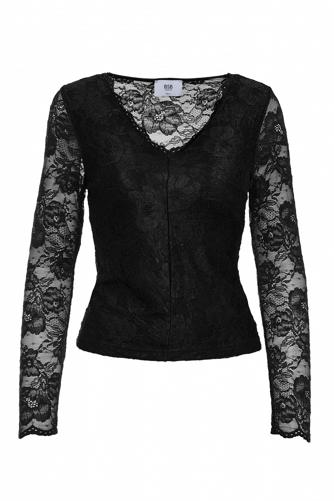 Lace blouse with V-neckline