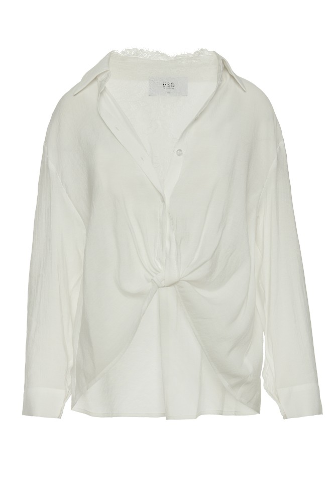 Crepe shirt with a lace top