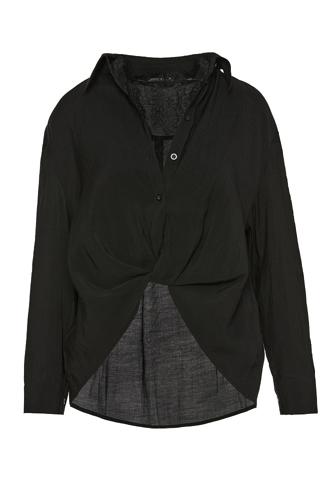 Crepe shirt with a lace top