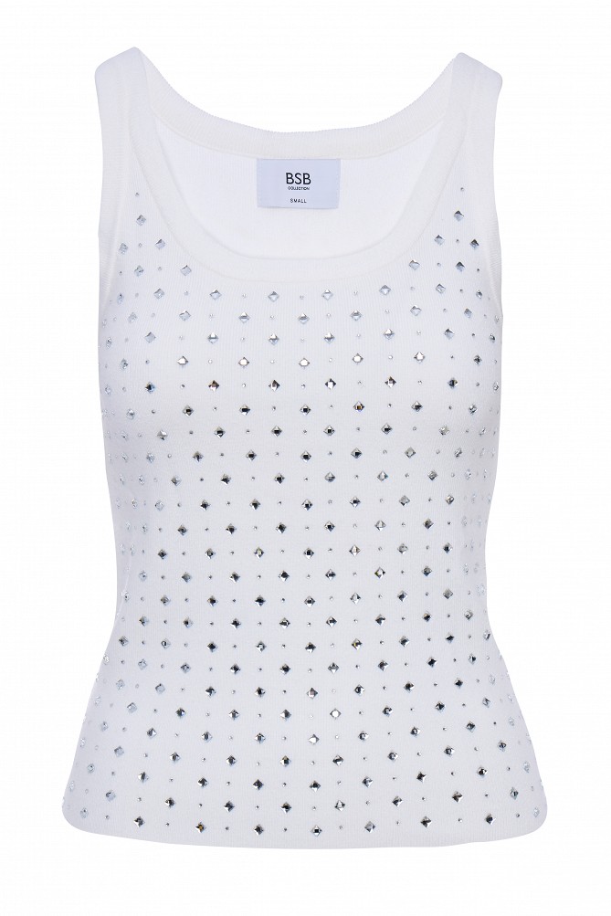 Sleeveless top with rhinestones
