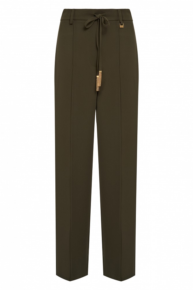 Fabric trousers with a tie drawstring waist