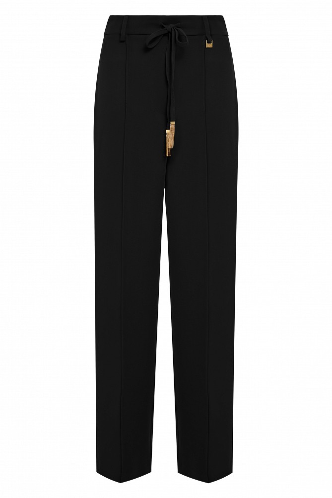 Fabric trousers with a tie drawstring waist