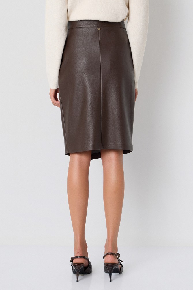 Leather-look midi skirt