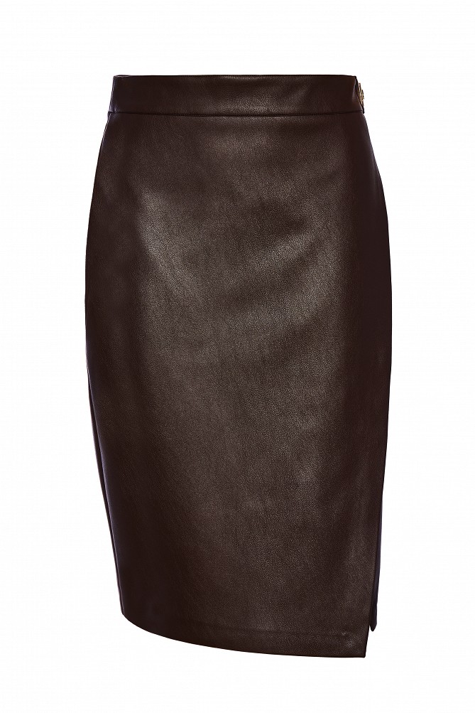 Leather-look midi skirt