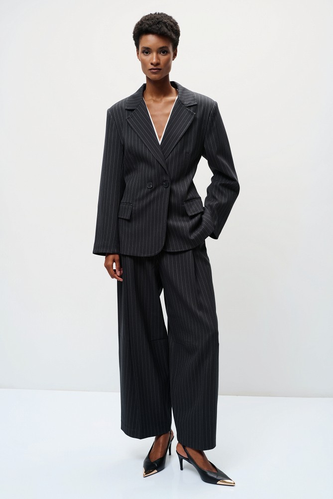 Striped double-breasted blazer