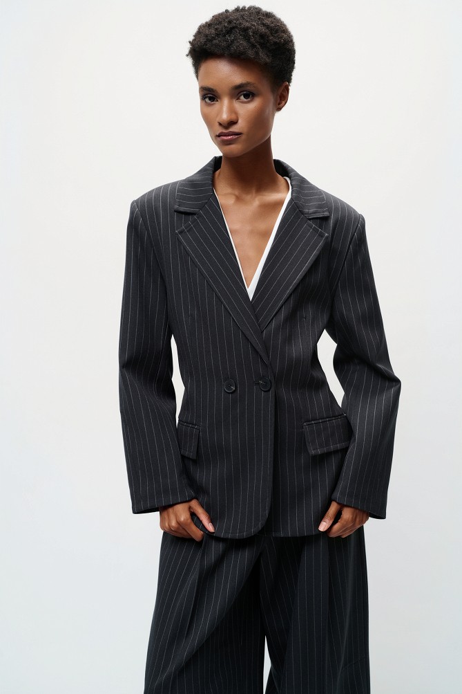 Striped double-breasted blazer