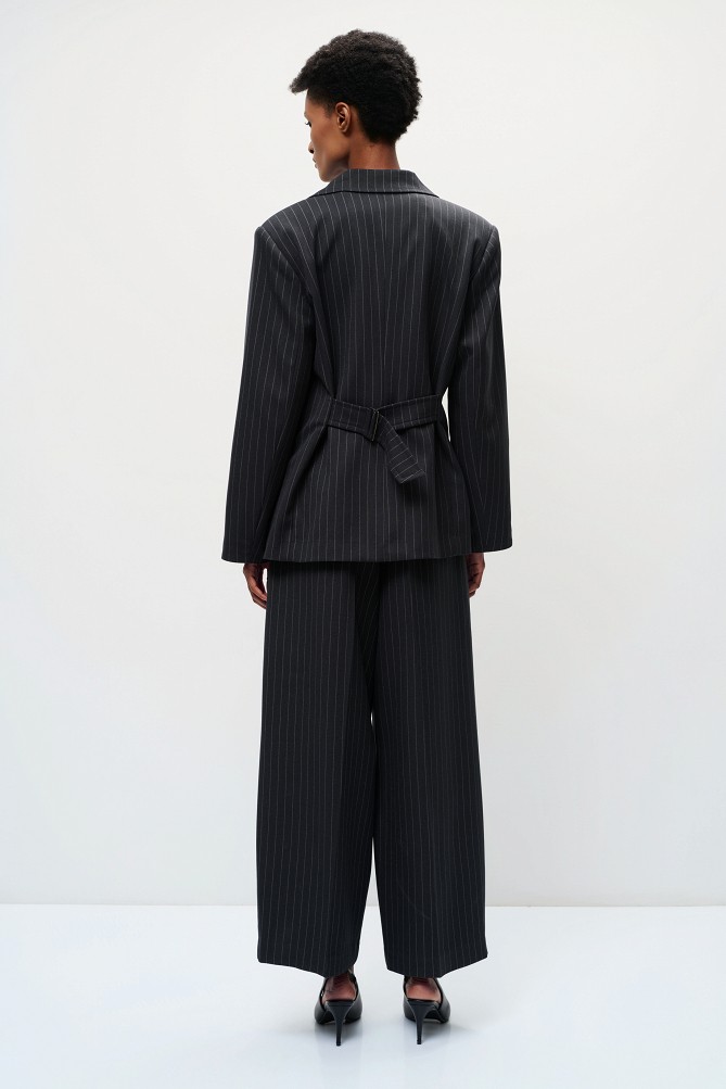 Striped double-breasted blazer