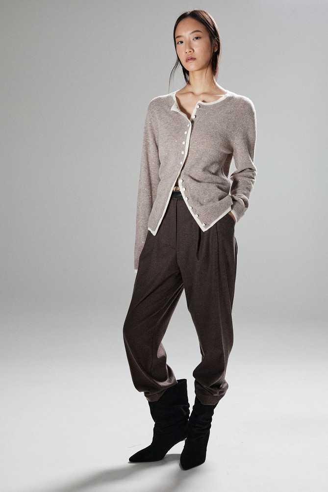 Wool cardigan with rhinestones