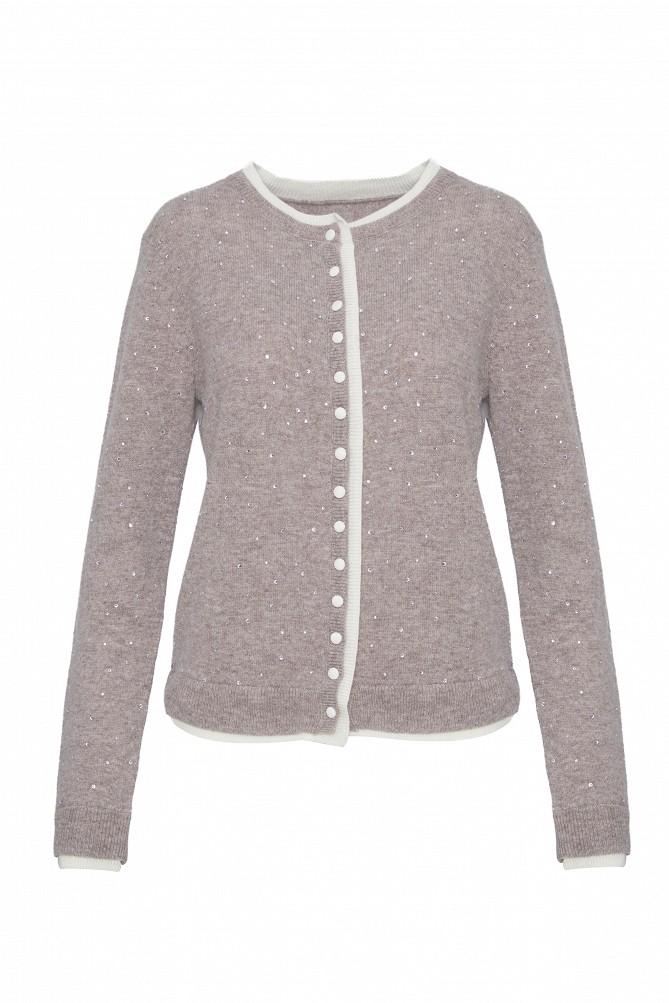 Wool cardigan with rhinestones