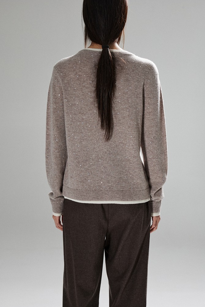 Wool cardigan with rhinestones