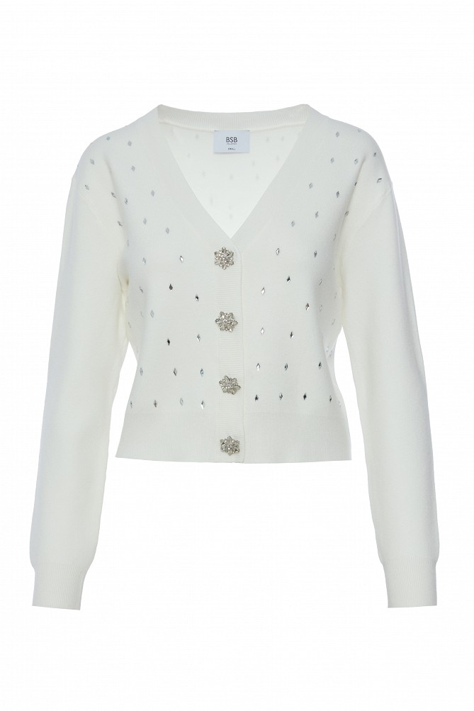 Cardigan with rhinestones and jewel buttons