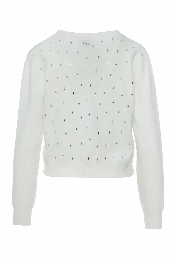 Cardigan with rhinestones and jewel buttons
