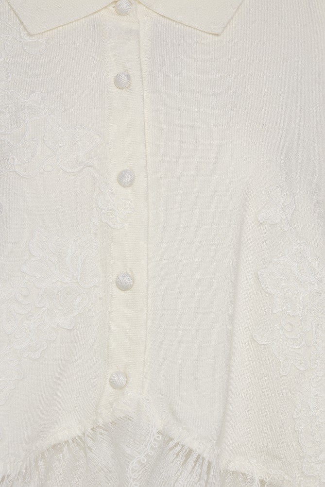 Cardigan with collar and lace