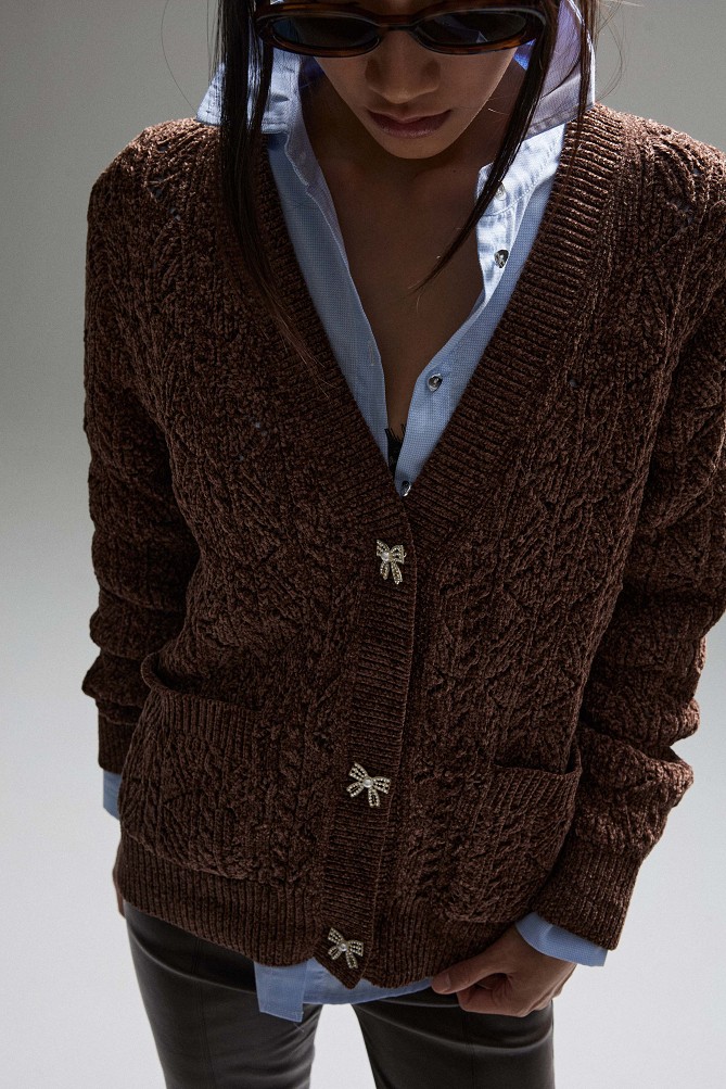 Knitted cardigan with jewel buttons