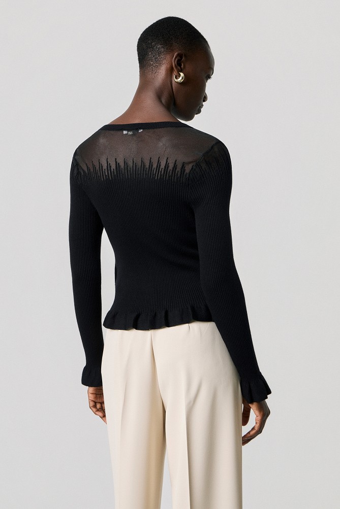 Sheer cardigan with ruffle detailing