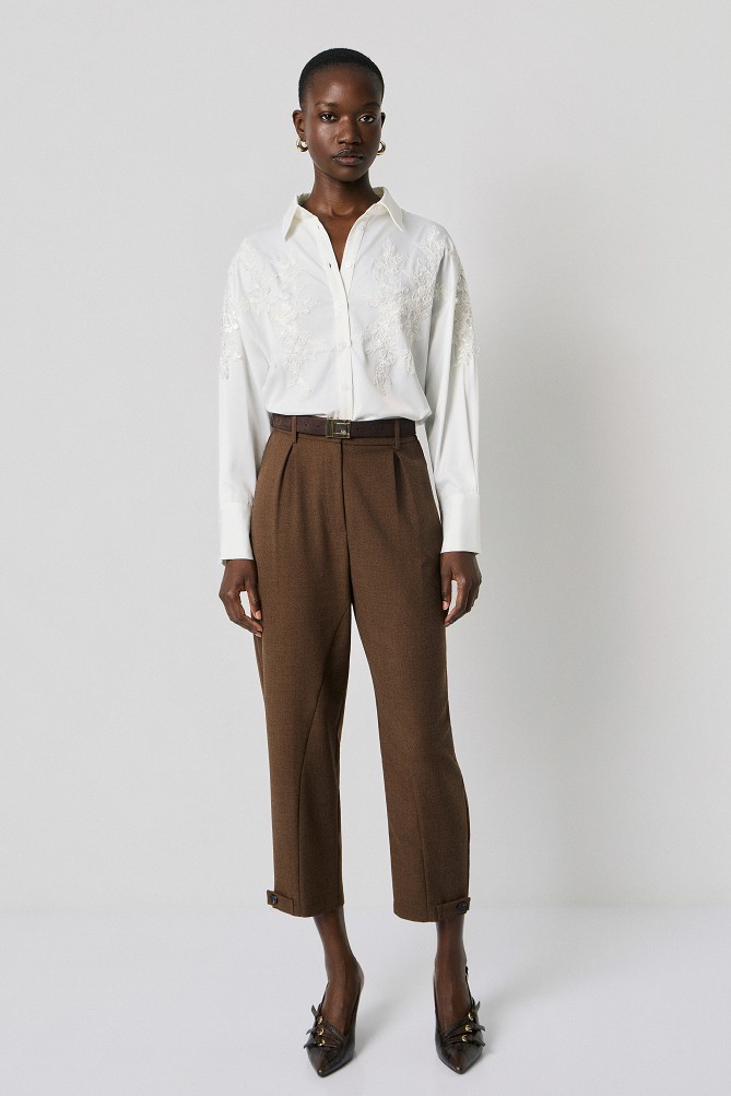 Satin-look shirt with lace detailing