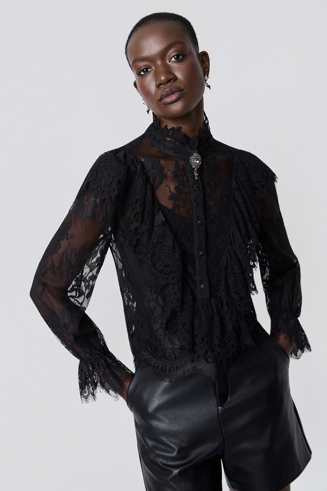 Semi-sheer lace blouse