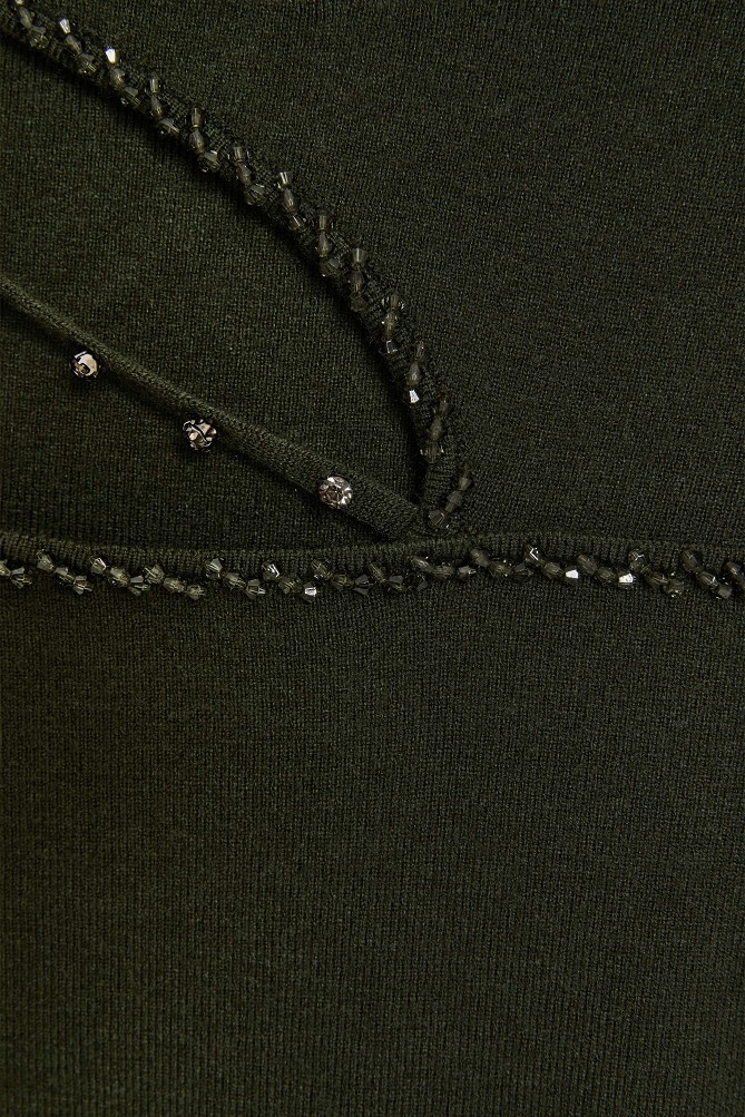 Sweater with cut-out detail and rhinestones