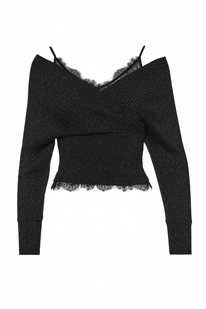 Wrap lurex top with lace