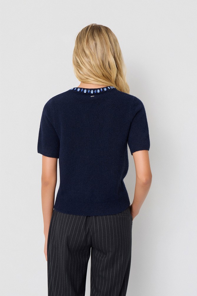Sweater with decorative stones