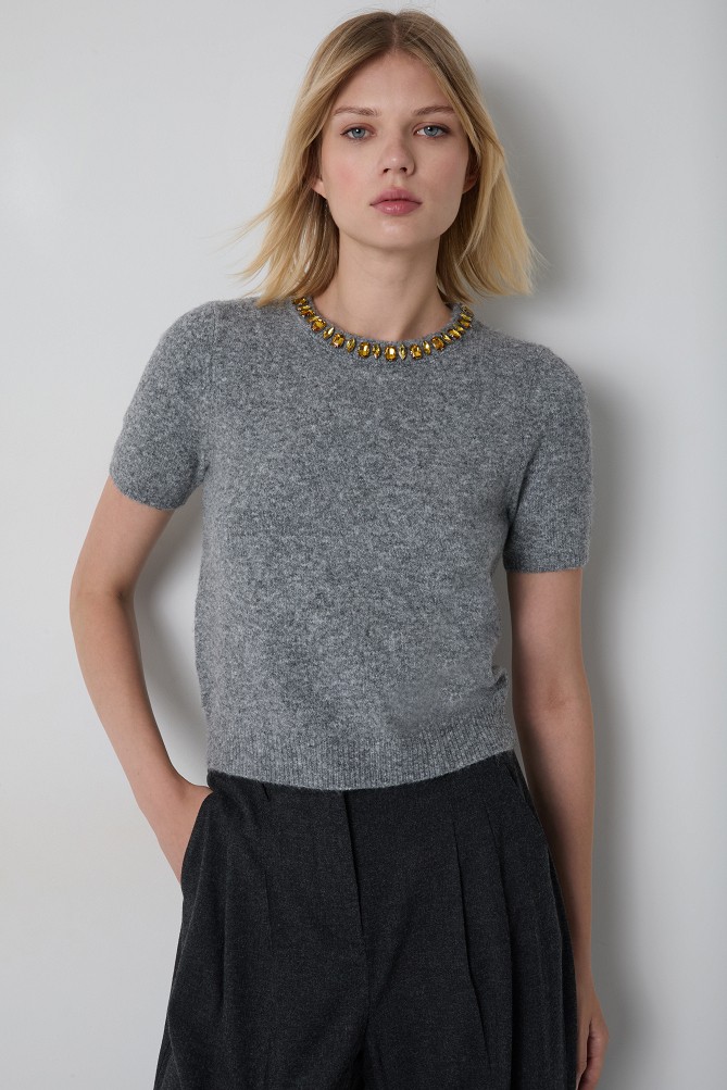 Sweater with decorative stones