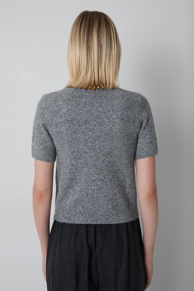 Sweater with decorative stones