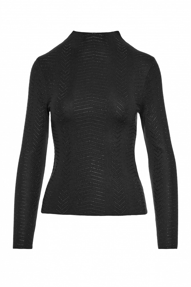 Turtleneck blouse with rhinestones