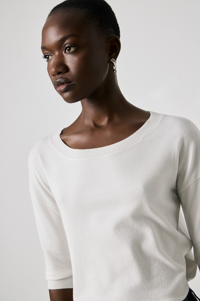 Basic sweater with 3/4 sleeves