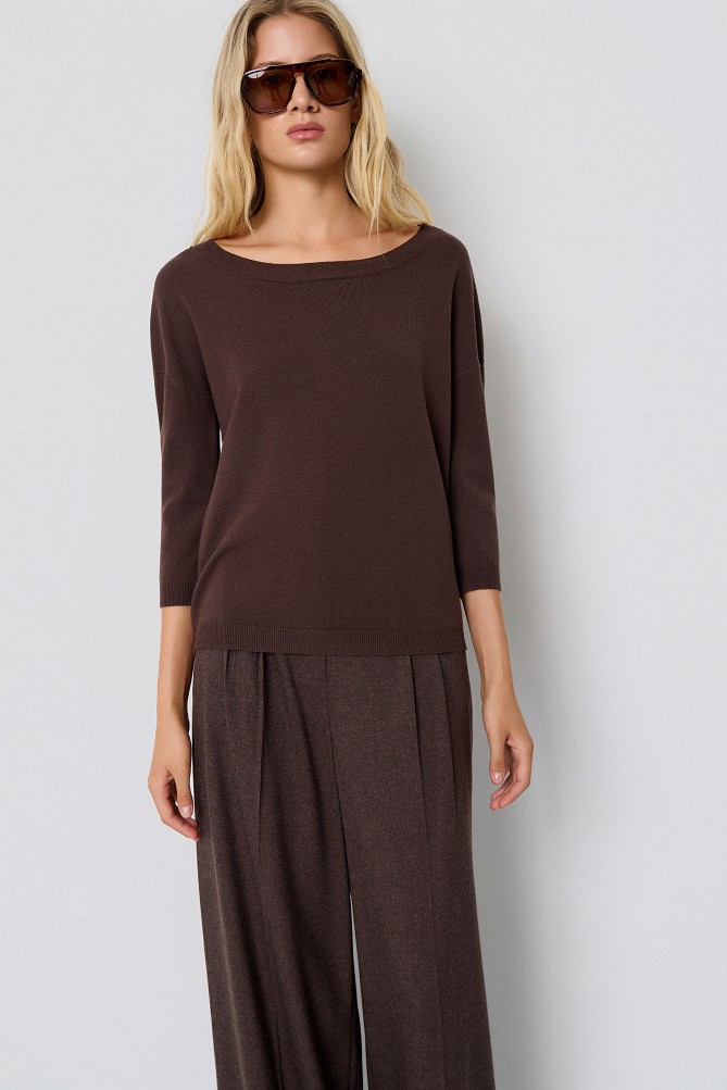 Basic sweater with 3/4 sleeves