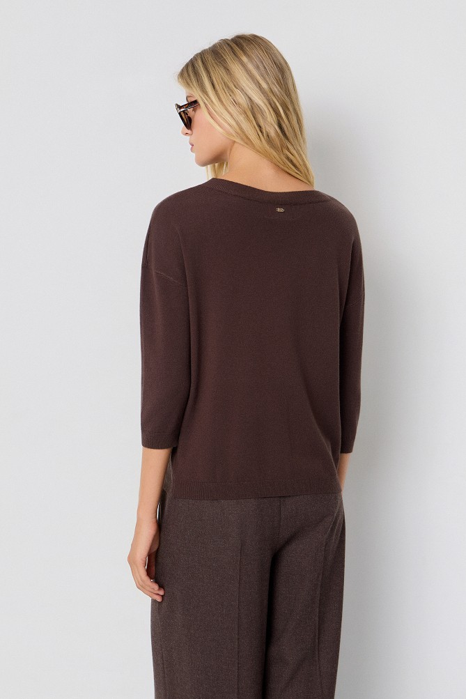Basic sweater with 3/4 sleeves