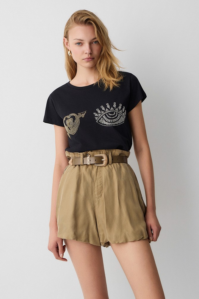 T-shirt with rhinestone embellishments